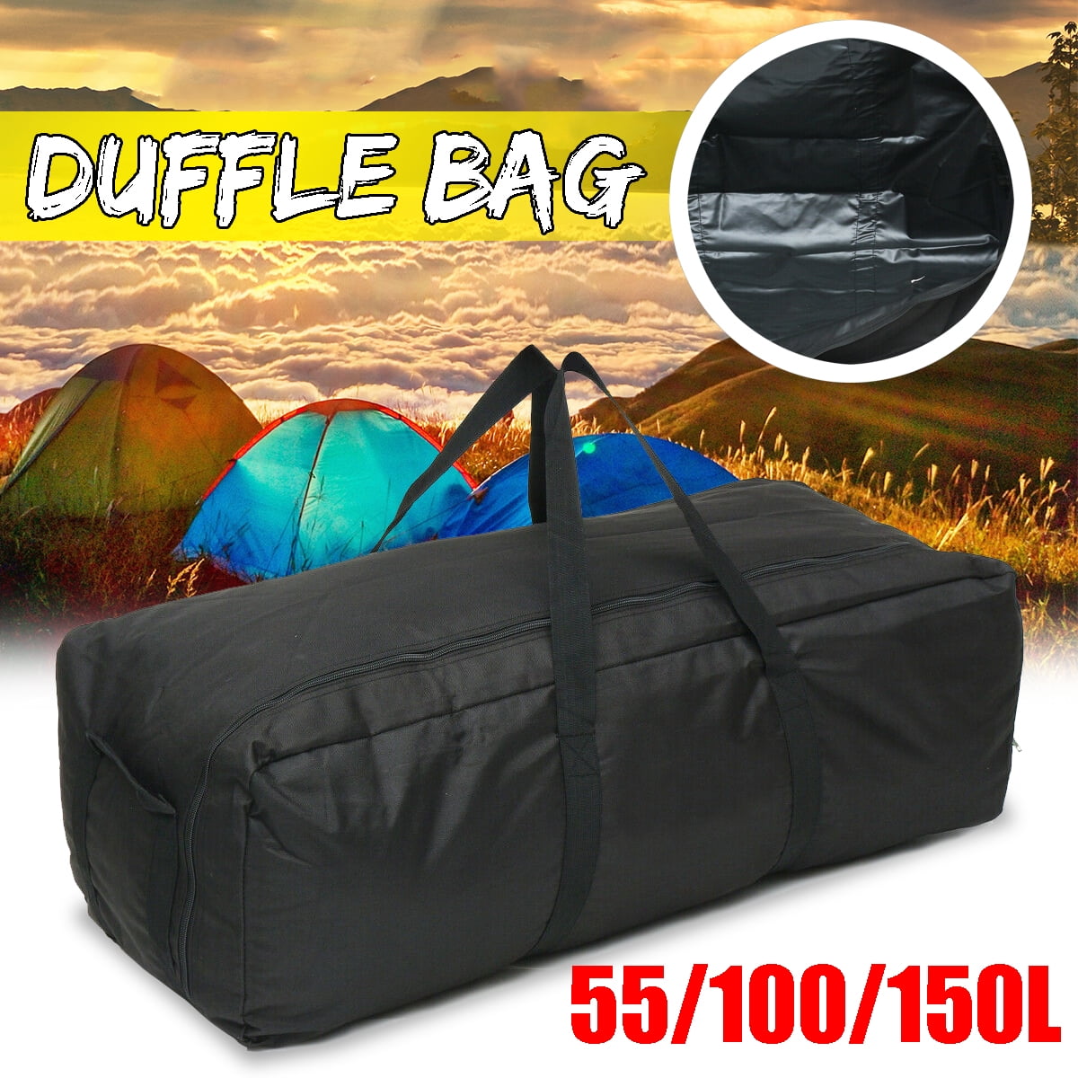 150L Lightweight Foldable Bag for Luggage Gym Sports Camping Travelling Cycling Storage Shopping 55L Azarxis Large Travel Luggage Duffel Bag Black, M - 100L 100L 